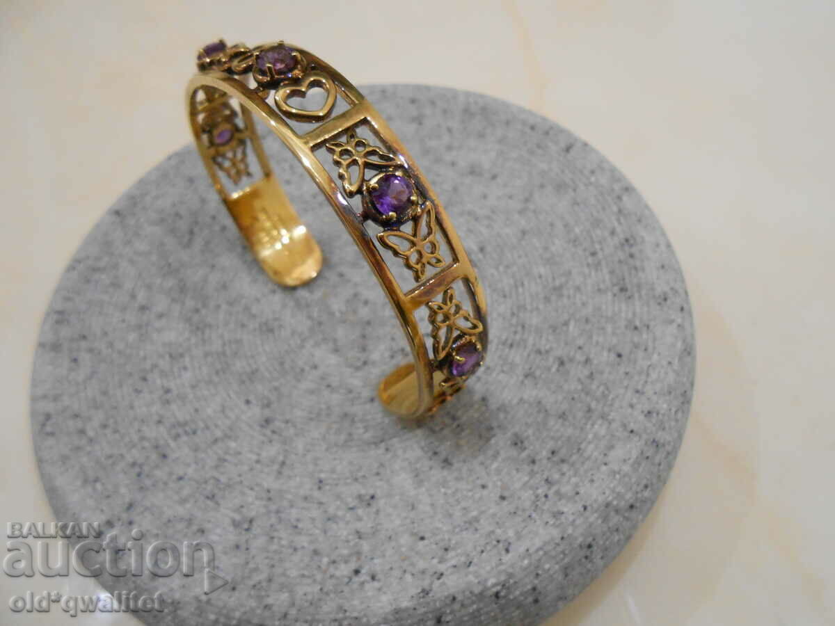 Delivery of Designer SILVER BRACELET with Amethyst, gilding