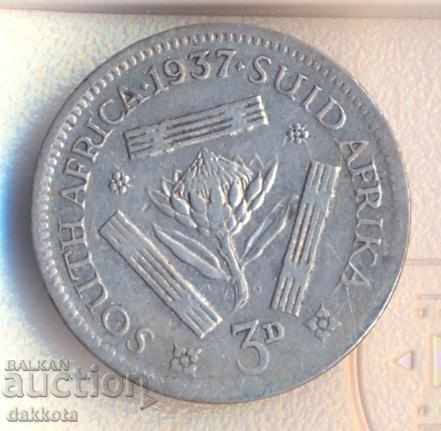 Южна Африка 3 пенса 1937 година, сребро