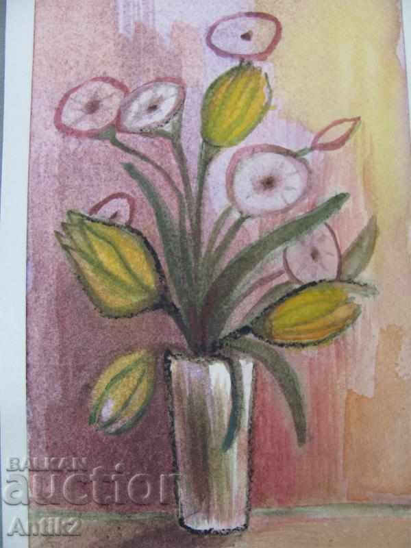 Delivery of Old Original Watercolor Painting by T. Radkova Delivery of Old Original Watercolor Painting by T. Radkova