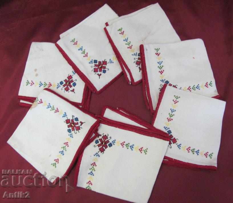 19th century Hand sewn Napkins 7 pieces - 5 19th century Hand sewn Napkins 7 pieces - 5