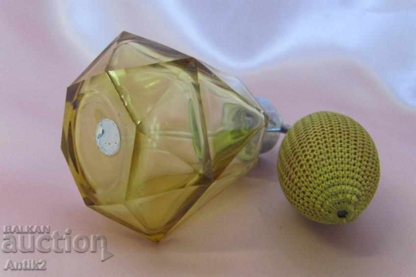 Old Crystal Bottle for perfume Czechoslovakia - 6