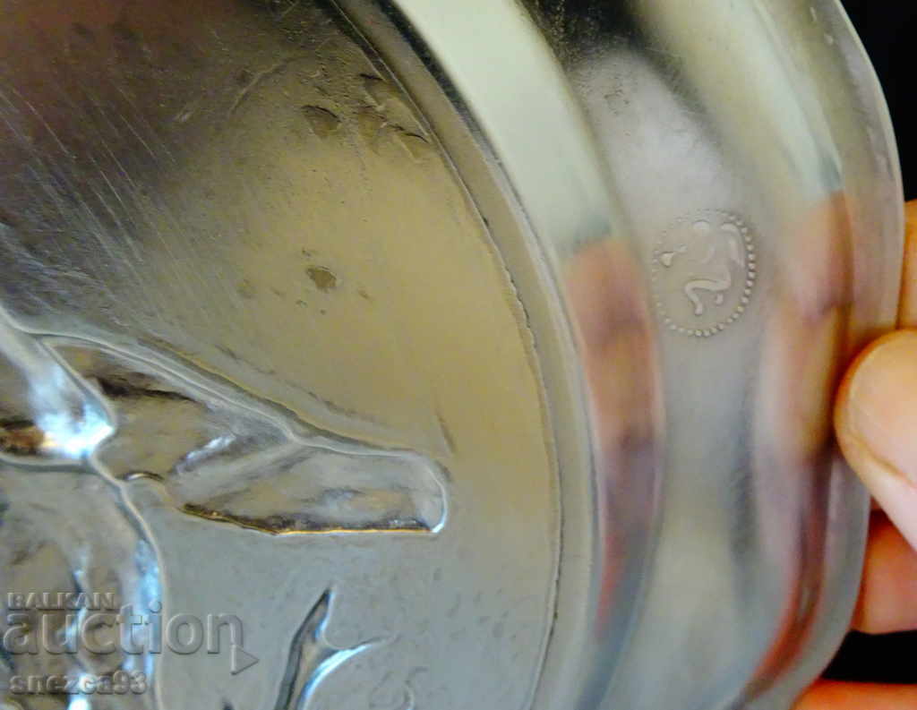 Panel, pewter plate with a hunting scene. - 5 Panel, pewter plate with a hunting scene. - 5