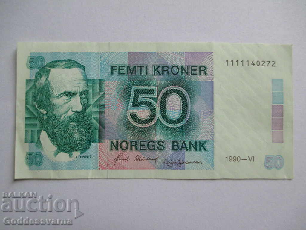 Νορβηγία 50 Kroner 1990 Pick 42e Ref 0272