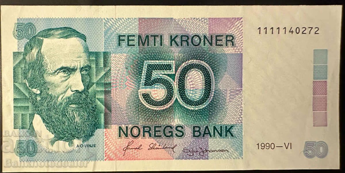 Norway 50 Kroner 1990 Pick 42e Ref 0272