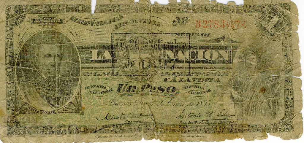 1 peso Argentina 1895 extremely rare banknote