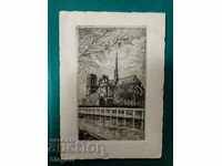 Graphics, etching-1930- "Notre Dame" -Paris