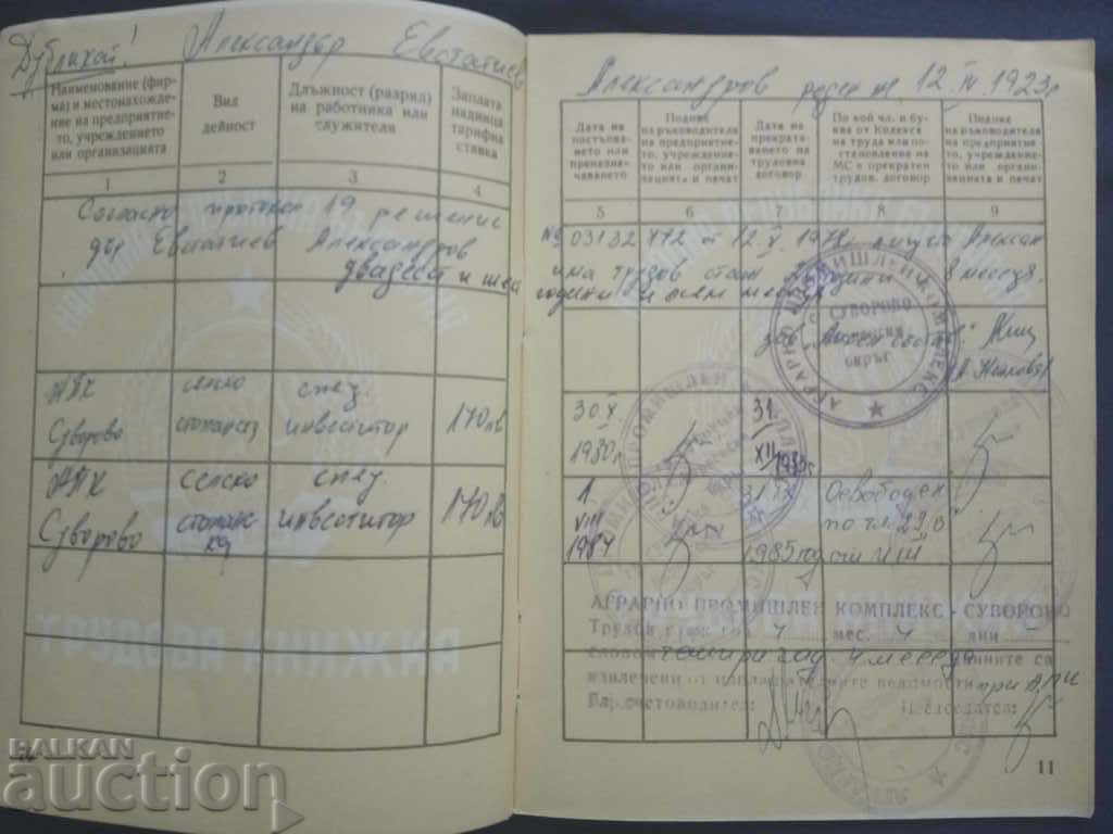 Labor Book of APK Sadovo with price 10.00 BGN | € 5.11 Labor Book of APK Sadovo with price 10.00 BGN | € 5.11