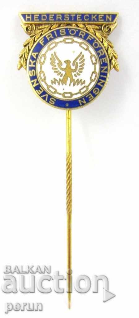 Auction OLD BADGE-Swedish Hairdressing Association- ENAMEL-ORIGINAL Auction OLD BADGE-Swedish Hairdressing Association- ENAMEL-ORIGINAL