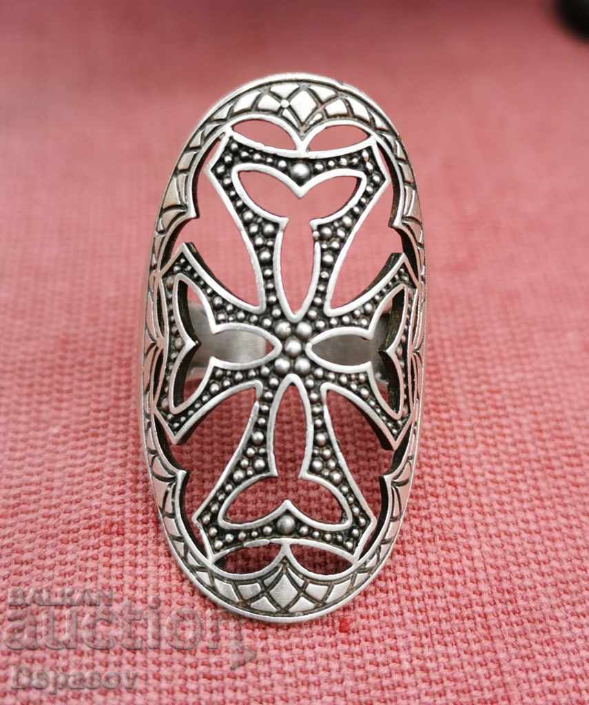 Vintage ασημένιο δαχτυλίδι με σταυρό
