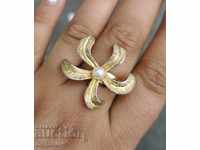 Gold Plated Silver Ring with Natural Pearl