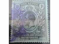 Англия Източна Африка и Уганда 1R много рядка марка с печат
