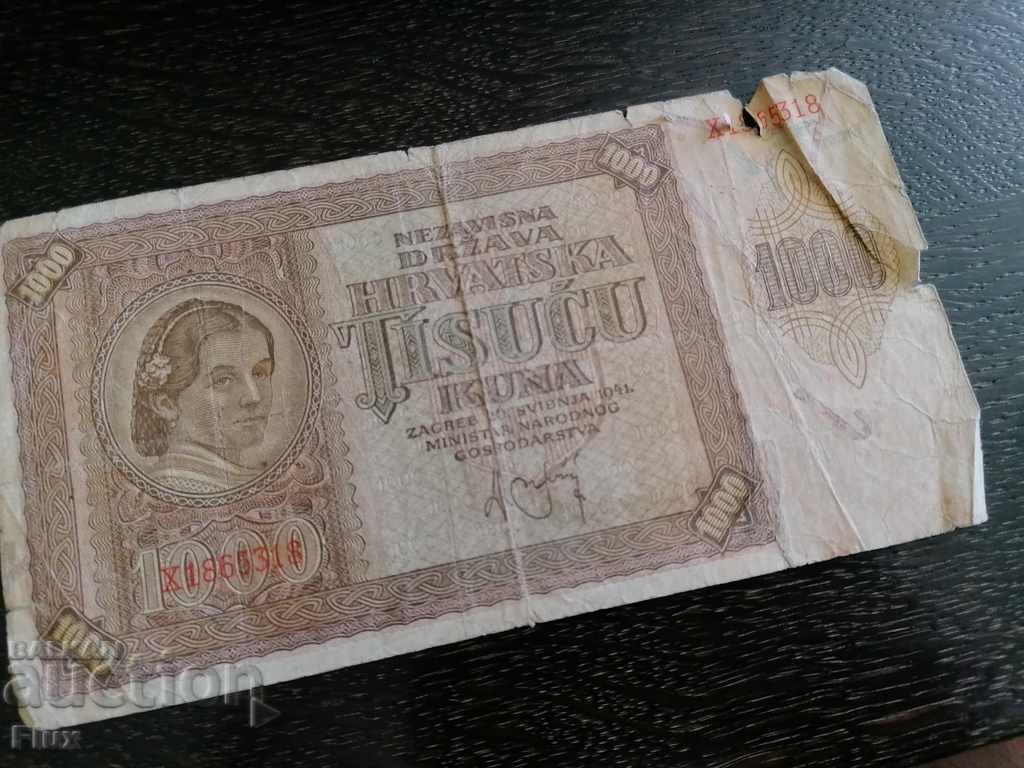 Банкнота - Хърватска - 1000 куни | 1941г.