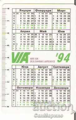 Air VIA Calendar 1994 with price 2.00 BGN | € 1.02