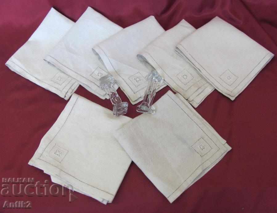 19th Century Linen Napkins and Crystal Utensils