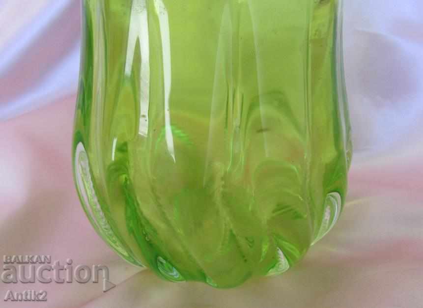 Auction Old Morano Crystal Glass Massive Heavy Vase Auction Old Morano Crystal Glass Massive Heavy Vase