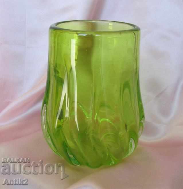 Old Morano Crystal Glass Massive Heavy Vase