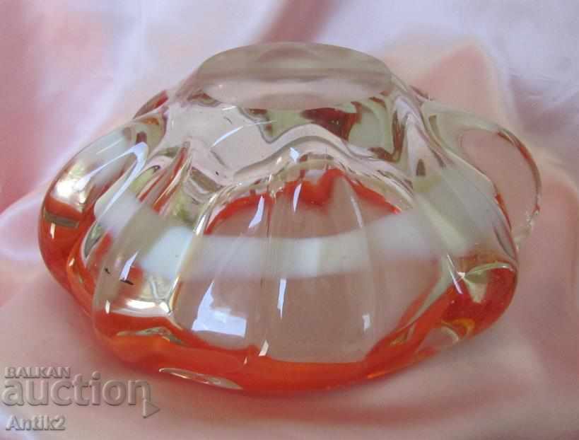 Star Morano Crystal Glass Solid Heavy Ashtray - 7 Star Morano Crystal Glass Solid Heavy Ashtray - 7