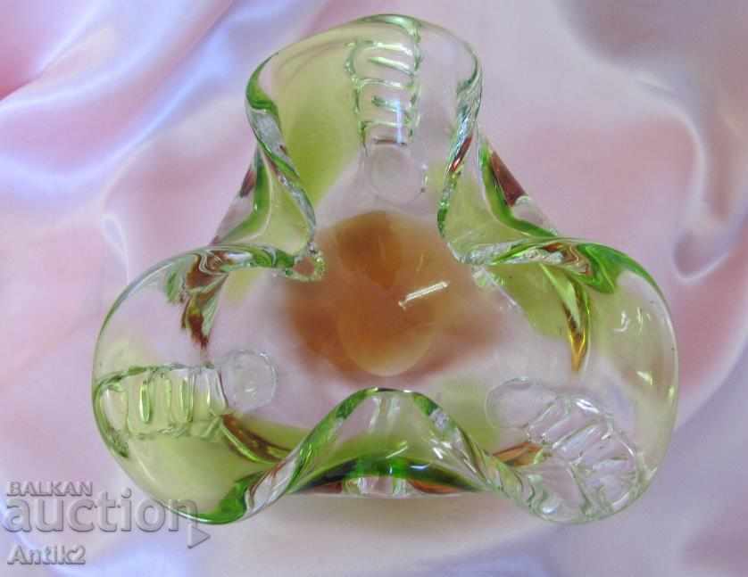 Auction Star Morano Crystal Glass Solid Heavy Ashtray Auction Star Morano Crystal Glass Solid Heavy Ashtray