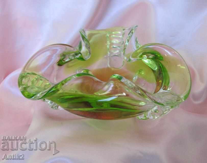 Scrumieră grea solidă din sticlă Morano cristal