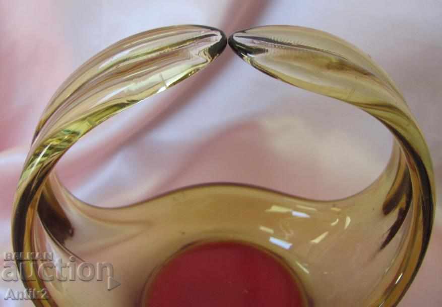 Delivery of Old Crystal Glass Solid Heavy Fruit Basket