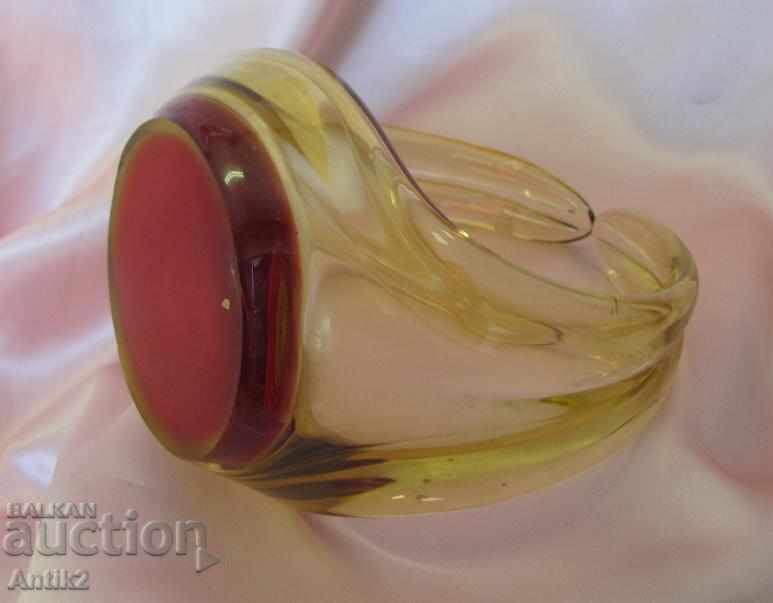 Old Crystal Glass Solid Heavy Fruit Basket - 6