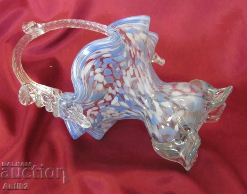 Old Crystal Glass Basket - 6