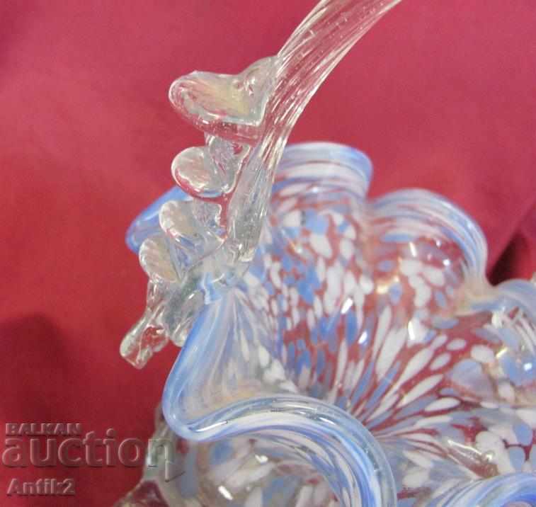 Old Crystal Glass Basket - 7