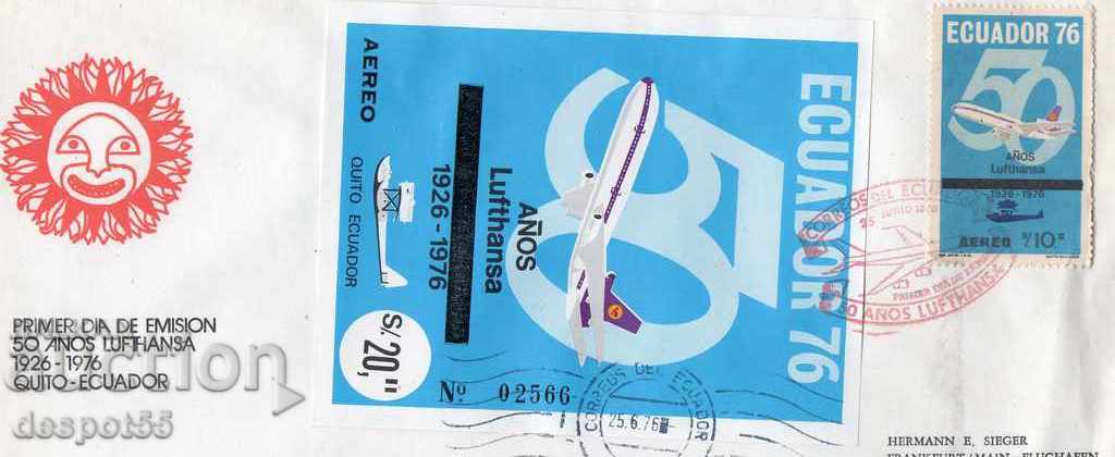 1976. Ecuador. 50 years of Lufthansa. Block + envelope. with price 13.50 BGN | € 6.90