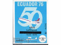1976. Ecuador. 50 years of Lufthansa. Block + envelope.