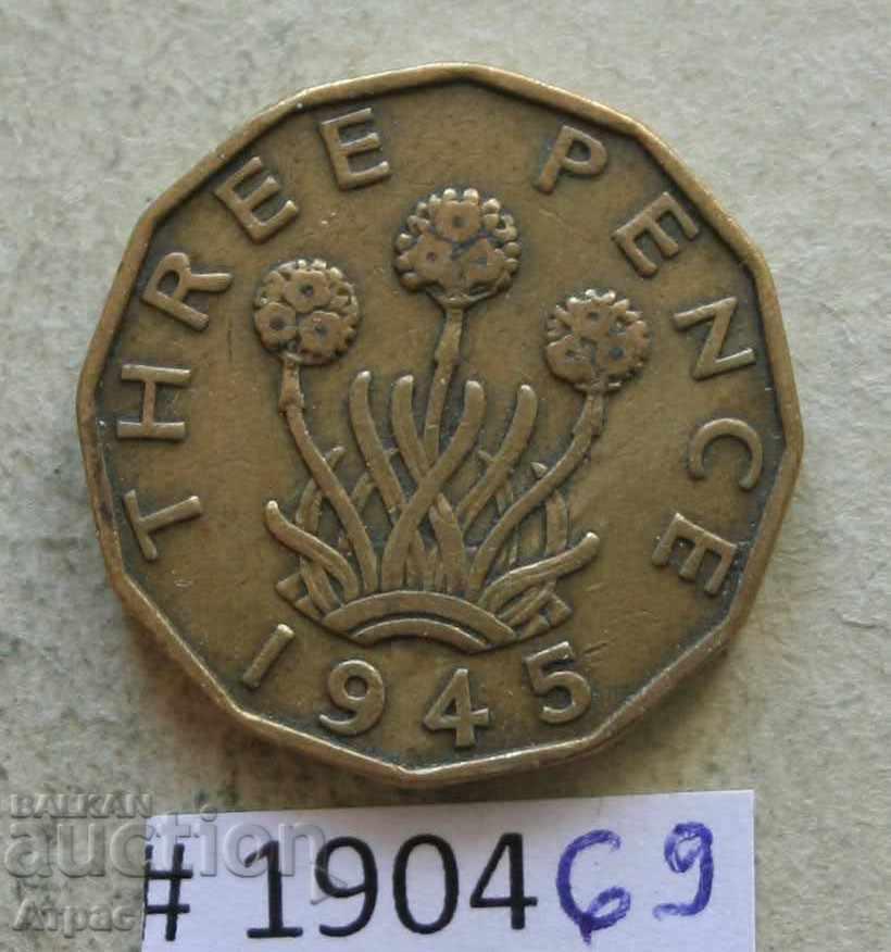 3 pence 1945 Great Britain