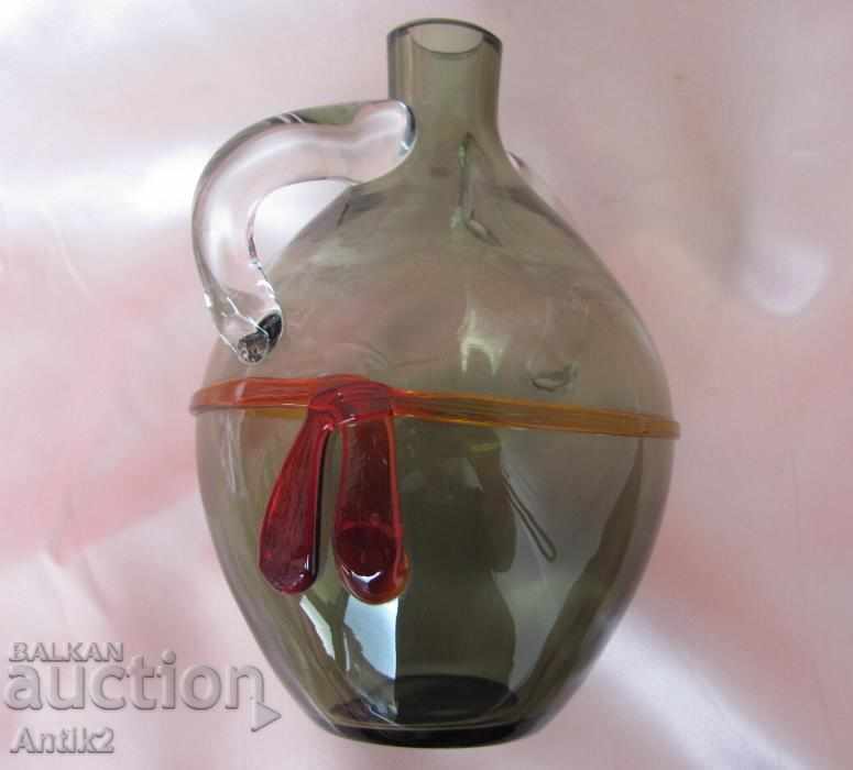 Auction Old Morano Crystal Glass Bottle, Vase Auction Old Morano Crystal Glass Bottle, Vase