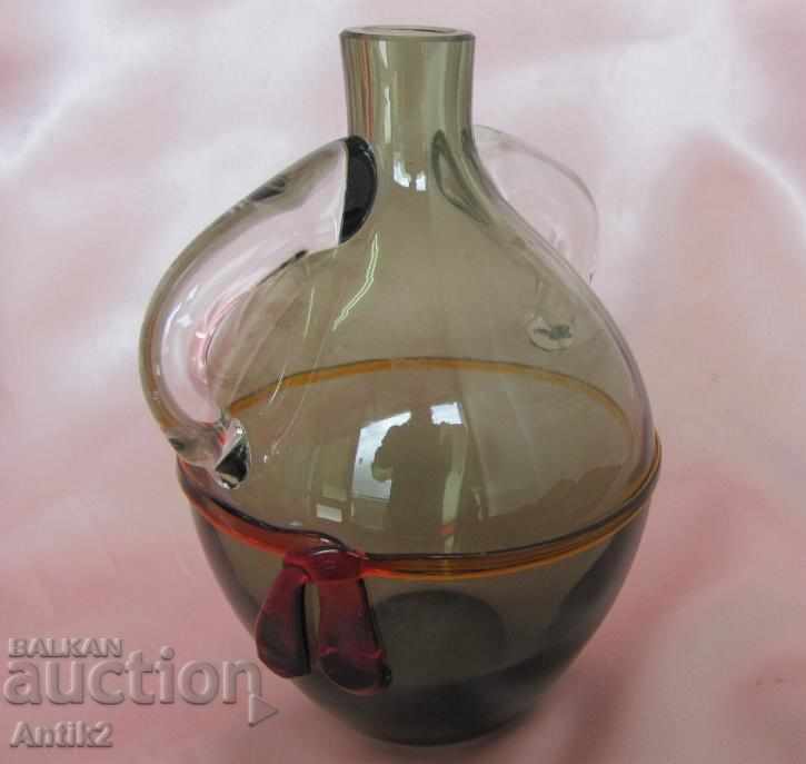 Παλιό μπουκάλι γυαλιού κρυστάλλου Morano, βάζο