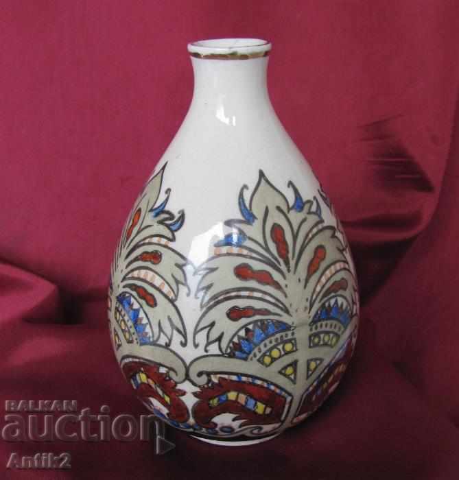 19th Century Porcelain Folk Art Macedonia Vase