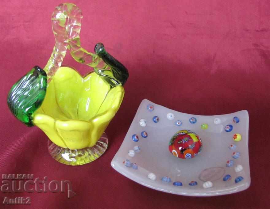 Old Morano Crystal Glass Lot 3 pieces Basket and Plate with price 90.00 BGN | € 46.02 Old Morano Crystal Glass Lot 3 pieces Basket and Plate with price 90.00 BGN | € 46.02