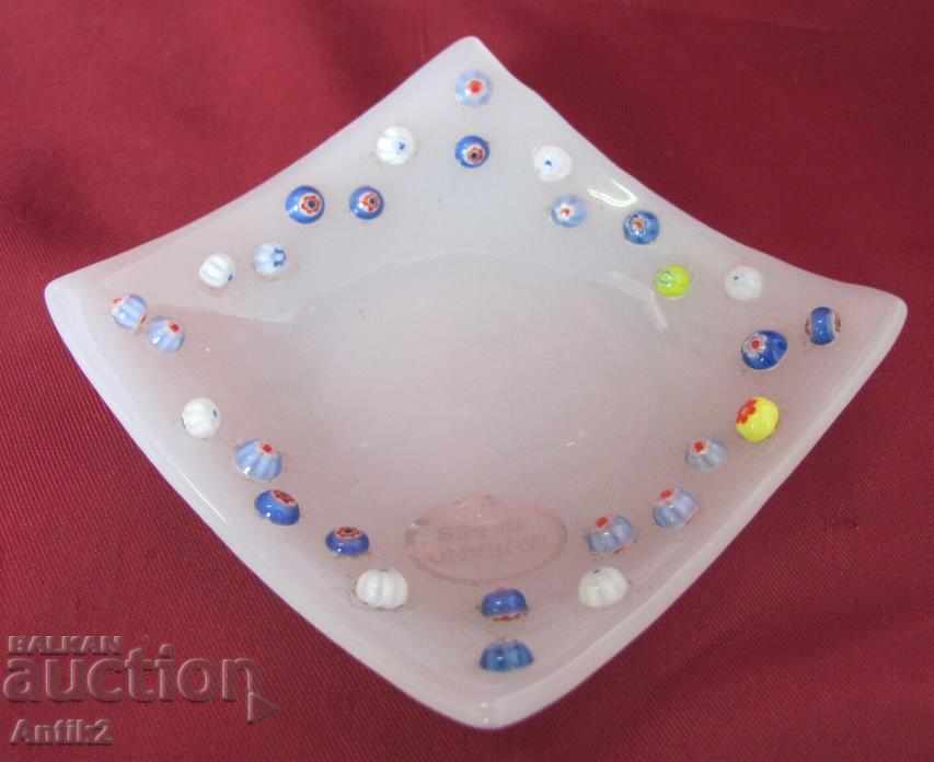 Old Morano Crystal Glass Lot 3 pieces Basket and Plate - 7 Old Morano Crystal Glass Lot 3 pieces Basket and Plate - 7