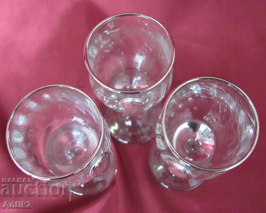 Auction Crystal Glasses 3 pieces GENUINE LEAD CRISTALL Auction Crystal Glasses 3 pieces GENUINE LEAD CRISTALL