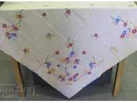 Old hand embroidered large tablecloth