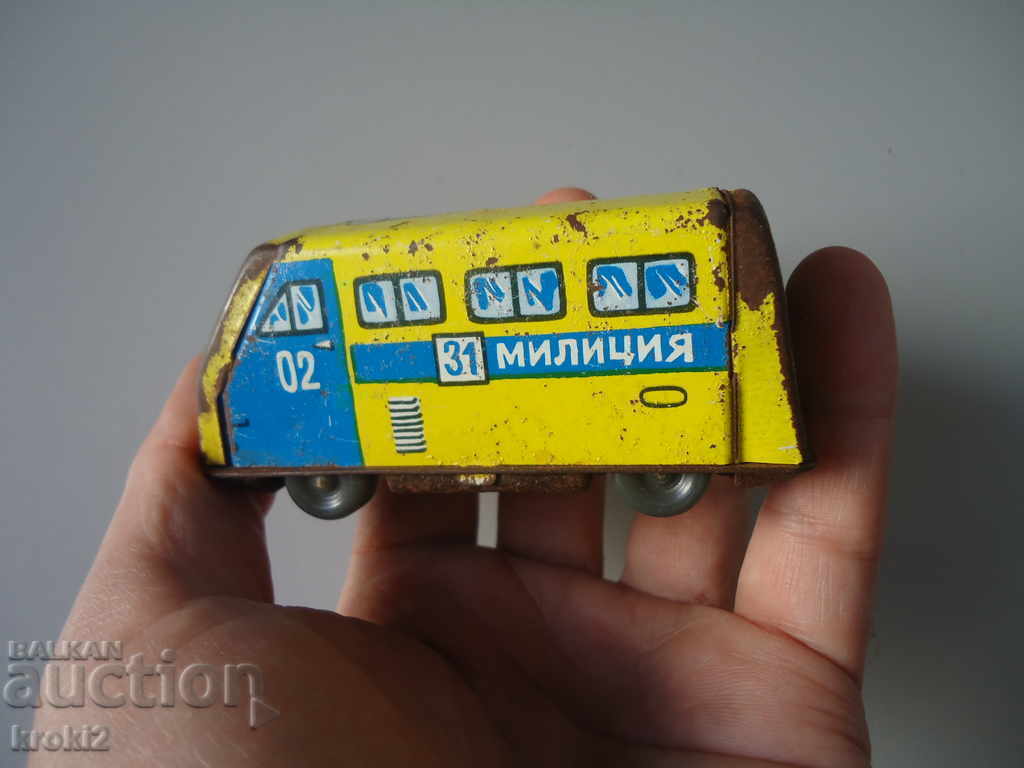 Auction Old sheet metal toy cart Bulgarian MILITIA Auction Old sheet metal toy cart Bulgarian MILITIA