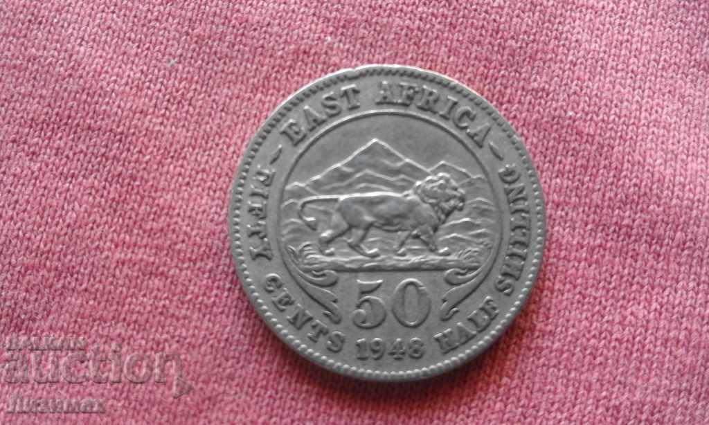 50 de cenți 1948 Africa de Est Britanică - RARE COIN!