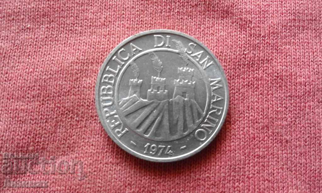 5 lire 1974 SAN MARINO - RARE COIN! - MINTĂ!