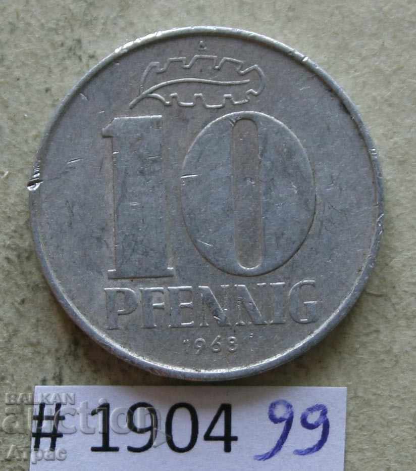 10 pfenig 1968 GDR