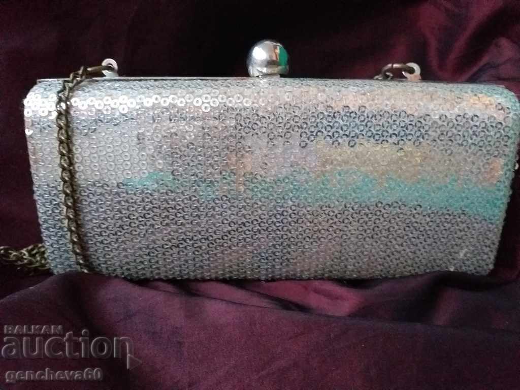 Geanta vintage, poseta cu paiete si margele - 7