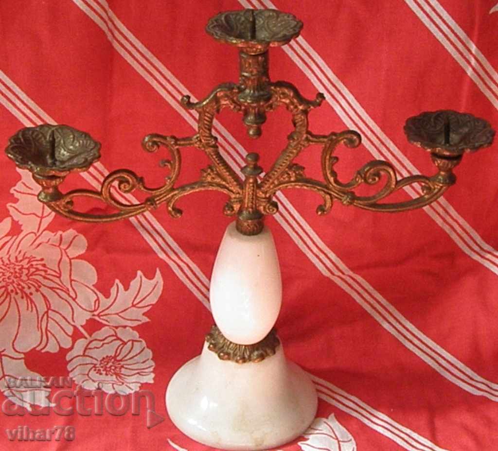 old metal candlestick with marble with price 119.99 BGN | € 61.35