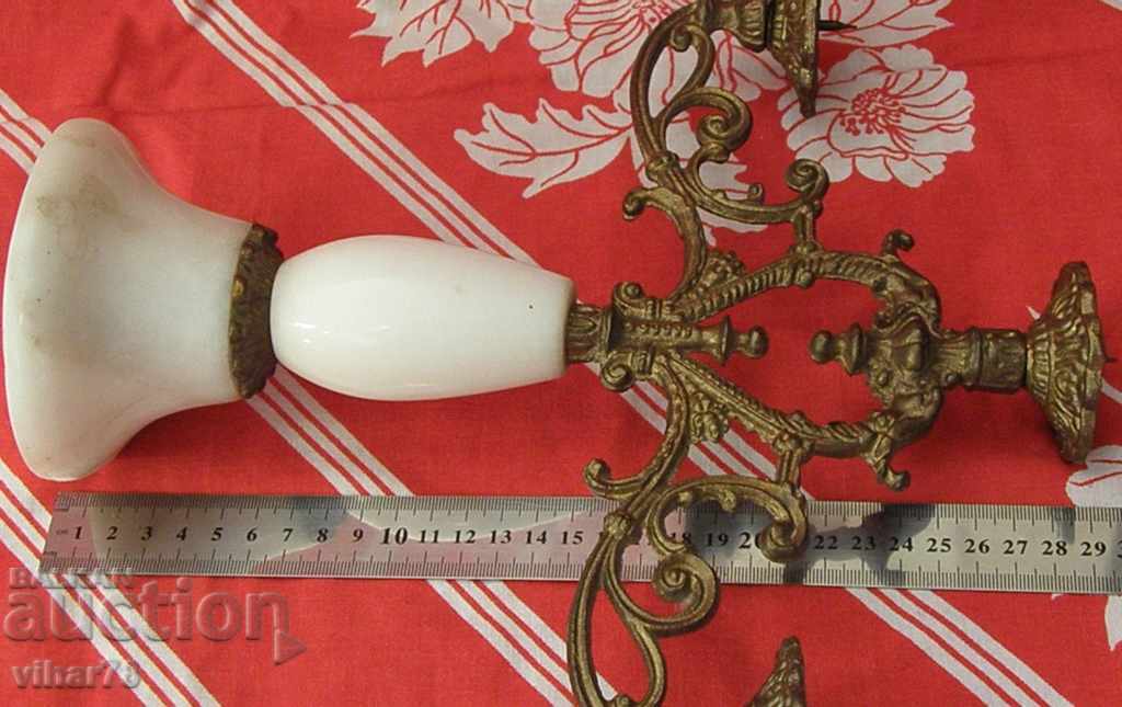 old metal candlestick with marble - 5