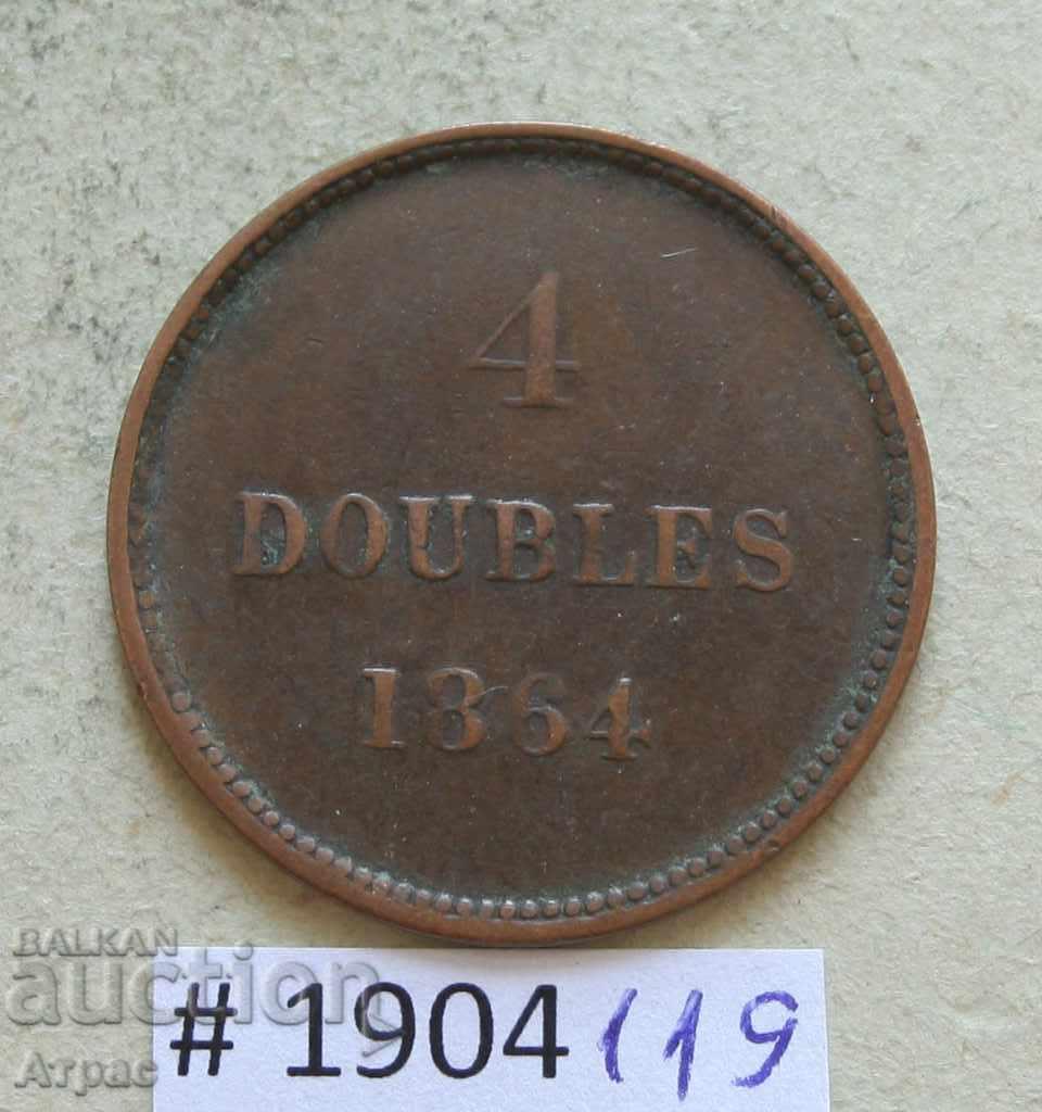 4 double 1864 Guernsey