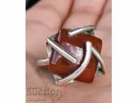 Silver Ring with Natural Carneol