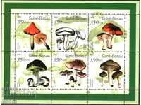 Blank stamps in a small Flora Mushroom 2001 sheet from Guinea-Bissau