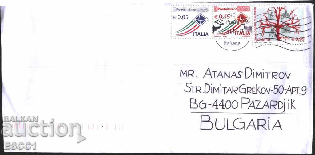 Пътувал плик с марки Червен Корал  2016 , Поща от Италия