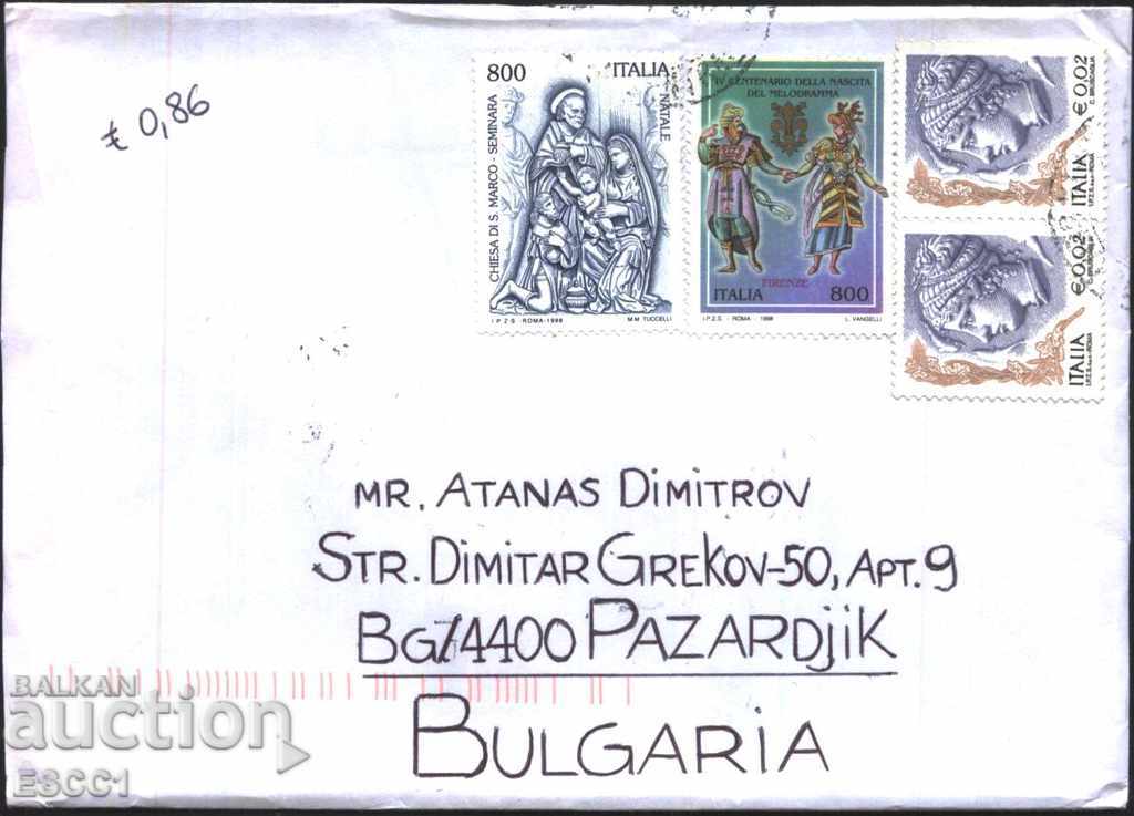 Traveled envelope with Christmas 1998, Theater 1998 from Italy