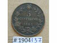 5 centisimi 1862 N - Italia